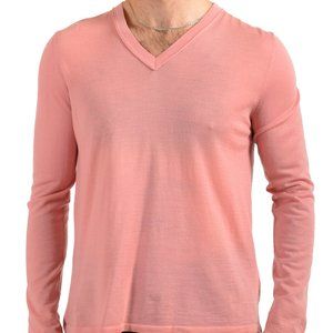 Hugo Boss Men's "Samila" Pink 100% Wool V-Neck Pullover Sweater US 2XL IT 56